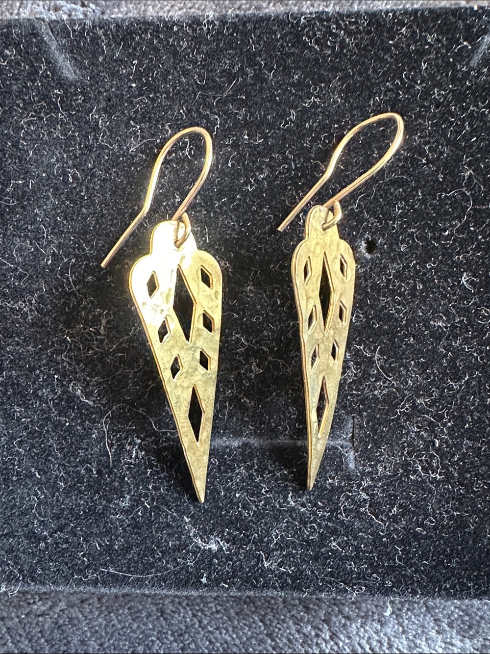 Copper Bronze Leaf Cutout Dangle Earrings - Unbranded